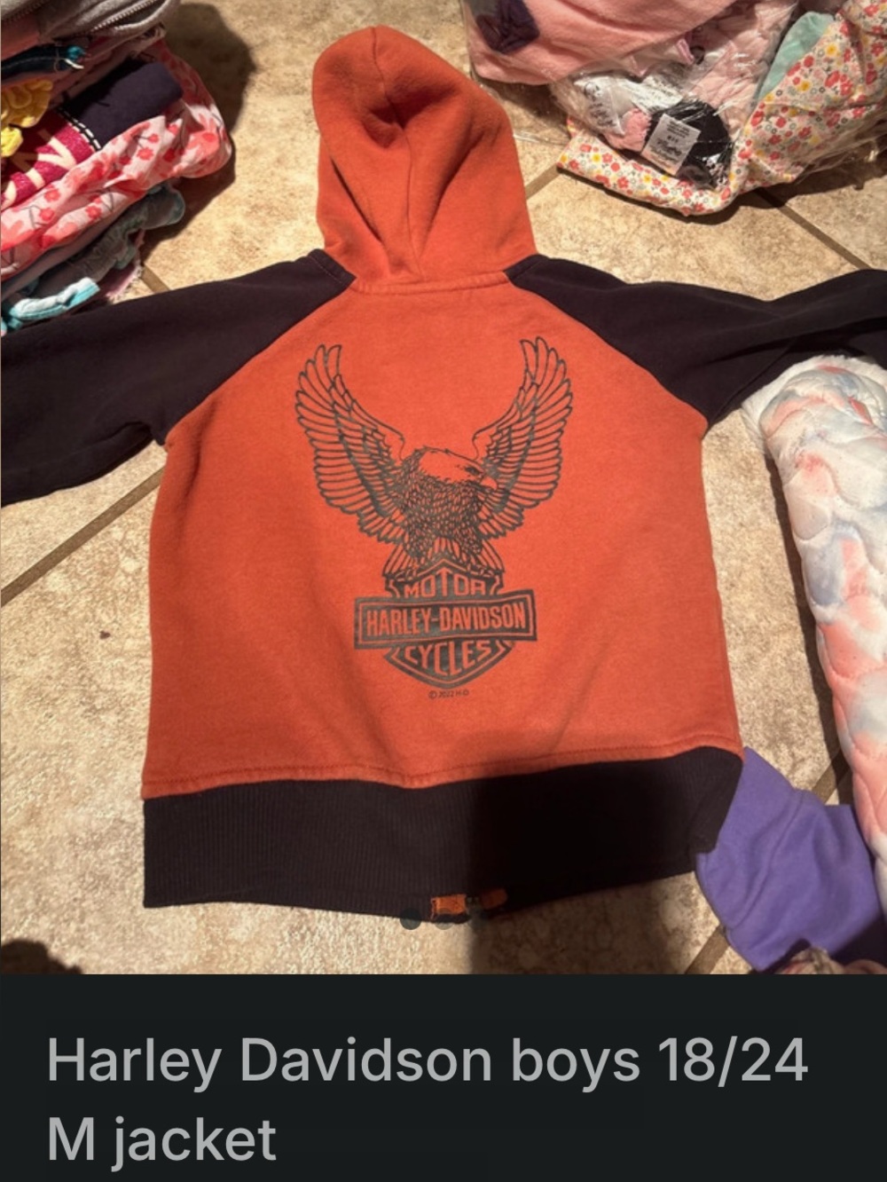 Harley-Davidson Orange and Black Eagle Pullover Hoodie